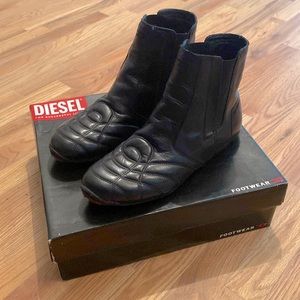 Diesel Black leather boots Size 10.5